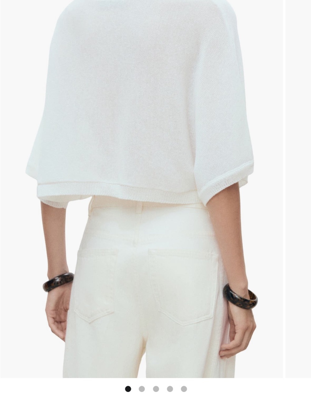 Mango White Cropped Knit Boxy Top